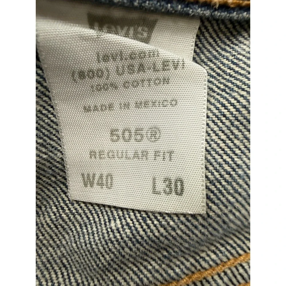 Levis 505 Jeans Mens 40x30 Blue Vintage Fade Distressed Regular‎ Fit